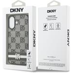 DKNY PU Leather Checkered Pattern and Stripe kryt pre iPhone 17, čierny