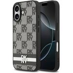 DKNY PU Leather Checkered Pattern and Stripe kryt pre iPhone 17, čierny