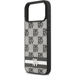 DKNY PU Leather Checkered Pattern and Stripe kryt pre iPhone 17 Pro Max, čierny