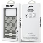 DKNY PU Leather Checkered Pattern and Stripe kryt pre iPhone 17 Pro Max, čierny
