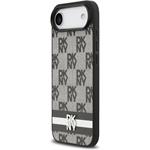 DKNY PU Leather Checkered Pattern and Stripe kryt pre iPhone Air, čierny