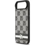 DKNY PU Leather Checkered Pattern and Stripe kryt pre iPhone Air, čierny