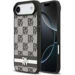 DKNY PU Leather Checkered Pattern and Stripe kryt pre iPhone Air, čierny