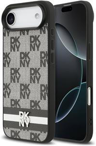 DKNY PU Leather Checkered Pattern and Stripe kryt pre iPhone Air, čierny