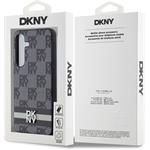 DKNY PU Leather Checkered Pattern and Stripe kryt pre Samsung Galaxy S24, čierny