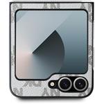 DKNY PU Leather Checkered Pattern and Stripe kryt pre Samsung Galaxy Z Flip 6/7 FE, béžový