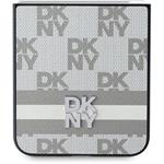 DKNY PU Leather Checkered Pattern and Stripe kryt pre Samsung Galaxy Z Flip 6/7 FE, béžový