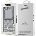 DKNY PU Leather Checkered Pattern and Stripe kryt pre Samsung Galaxy Z Flip 6, béžový