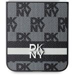 DKNY PU Leather Checkered Pattern and Stripe kryt pre Samsung Galaxy Z Flip 6, čierny