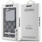 DKNY PU Leather Checkered Pattern and Stripe kryt pre Samsung Galaxy Z Flip 6, čierny