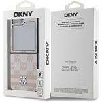 DKNY PU Leather Checkered Pattern and Stripe kryt pre Samsung Galaxy Z Flip 6, ružový