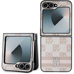 DKNY PU Leather Checkered Pattern and Stripe kryt pre Samsung Galaxy Z Flip 6, ružový