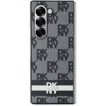 DKNY PU Leather Checkered Pattern and Stripe kryt pre Samsung Galaxy Z Fold 6, čierny