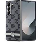 DKNY PU Leather Checkered Pattern and Stripe kryt pre Samsung Galaxy Z Fold 6, čierny