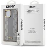DKNY PU Leather Checkered Pattern Magsafe kryt pre iPhone 15, béžový