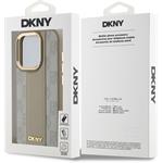 DKNY PU Leather Checkered Pattern Magsafe kryt pre iPhone 15 Pro, béžový