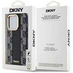 DKNY PU Leather Checkered Pattern Magsafe kryt pre iPhone 15 Pro, čierny