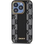 DKNY PU Leather Checkered Pattern Magsafe kryt pre iPhone 15 Pro Max, čierny