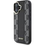 DKNY PU Leather Checkered Pattern Magsafe kryt pre iPhone 16, čierny