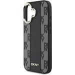 DKNY PU Leather Checkered Pattern Magsafe kryt pre iPhone 16, čierny