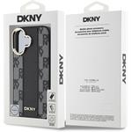 DKNY PU Leather Checkered Pattern Magsafe kryt pre iPhone 16, čierny