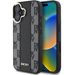 DKNY PU Leather Checkered Pattern Magsafe kryt pre iPhone 16, čierny