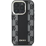 DKNY PU Leather Checkered Pattern Magsafe kryt pre iPhone 16 Pro, čierny