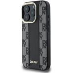 DKNY PU Leather Checkered Pattern Magsafe kryt pre iPhone 16 Pro, čierny