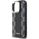 DKNY PU Leather Checkered Pattern Magsafe kryt pre iPhone 16 Pro, čierny