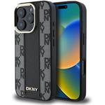 DKNY PU Leather Checkered Pattern Magsafe kryt pre iPhone 16 Pro, čierny