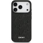 DKNY PU Leather Grid Pattern Magsafe kryt pre iPhone 17 Pro, čierny