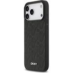 DKNY PU Leather Grid Pattern Magsafe kryt pre iPhone 17 Pro Max, čierny