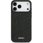 DKNY PU Leather Grid Pattern Magsafe kryt pre iPhone 17 Pro Max, čierny