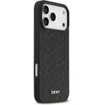 DKNY PU Leather Grid Pattern Magsafe kryt pre iPhone 17 Pro Max, čierny