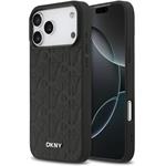 DKNY PU Leather Grid Pattern Magsafe kryt pre iPhone 17 Pro Max, čierny