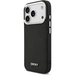 DKNY PU Leather Metal Logo Wrist Chain MagSafe kryt pre iPhone 17 Pro, čierny