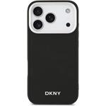 DKNY PU Leather Metal Logo Wrist Chain MagSafe kryt pre iPhone 17 Pro, čierny