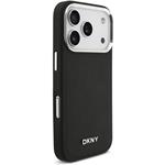 DKNY PU Leather Metal Logo Wrist Chain MagSafe kryt pre iPhone 17 Pro, čierny