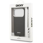 DKNY PU Leather Metal Logo Wrist Chain MagSafe kryt pre iPhone 17 Pro, čierny