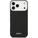 DKNY PU Leather Metal Logo Wrist Chain MagSafe kryt pre iPhone 17 Pro Max, čierny