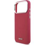 DKNY PU Leather Metal Logo Wrist Chain MagSafe kryt pre iPhone 17 Pro Max, ružový