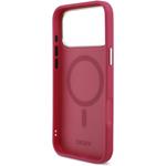 DKNY PU Leather Metal Logo Wrist Chain MagSafe kryt pre iPhone 17 Pro Max, ružový