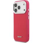 DKNY PU Leather Metal Logo Wrist Chain MagSafe kryt pre iPhone 17 Pro, ružový