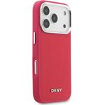 DKNY PU Leather Metal Logo Wrist Chain MagSafe kryt pre iPhone 17 Pro, ružový