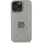 DKNY PU Leather Quilted Stack Logo kryt pre iPhone 16 Pro Max, sivý