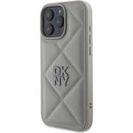 DKNY PU Leather Quilted Stack Logo kryt pre iPhone 16 Pro Max, sivý