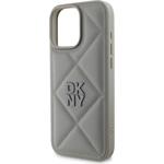 DKNY PU Leather Quilted Stack Logo kryt pre iPhone 16 Pro Max, sivý