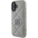 DKNY PU Leather Quilted Stack Logo kryt pre iPhone 16, sivý