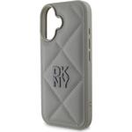 DKNY PU Leather Quilted Stack Logo kryt pre iPhone 16, sivý