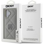 DKNY PU Leather Quilted Stack Logo kryt pre iPhone 16, sivý